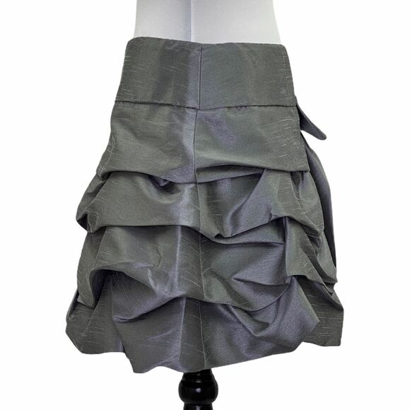 Takara Gray Ruffled Mini A-line Bubble Skirt 7 - Picture 2 of 8